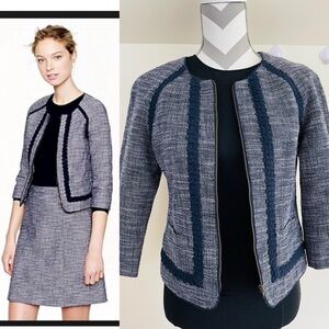 J. Crew Blue Tweed Jacket/Blazer, EUC